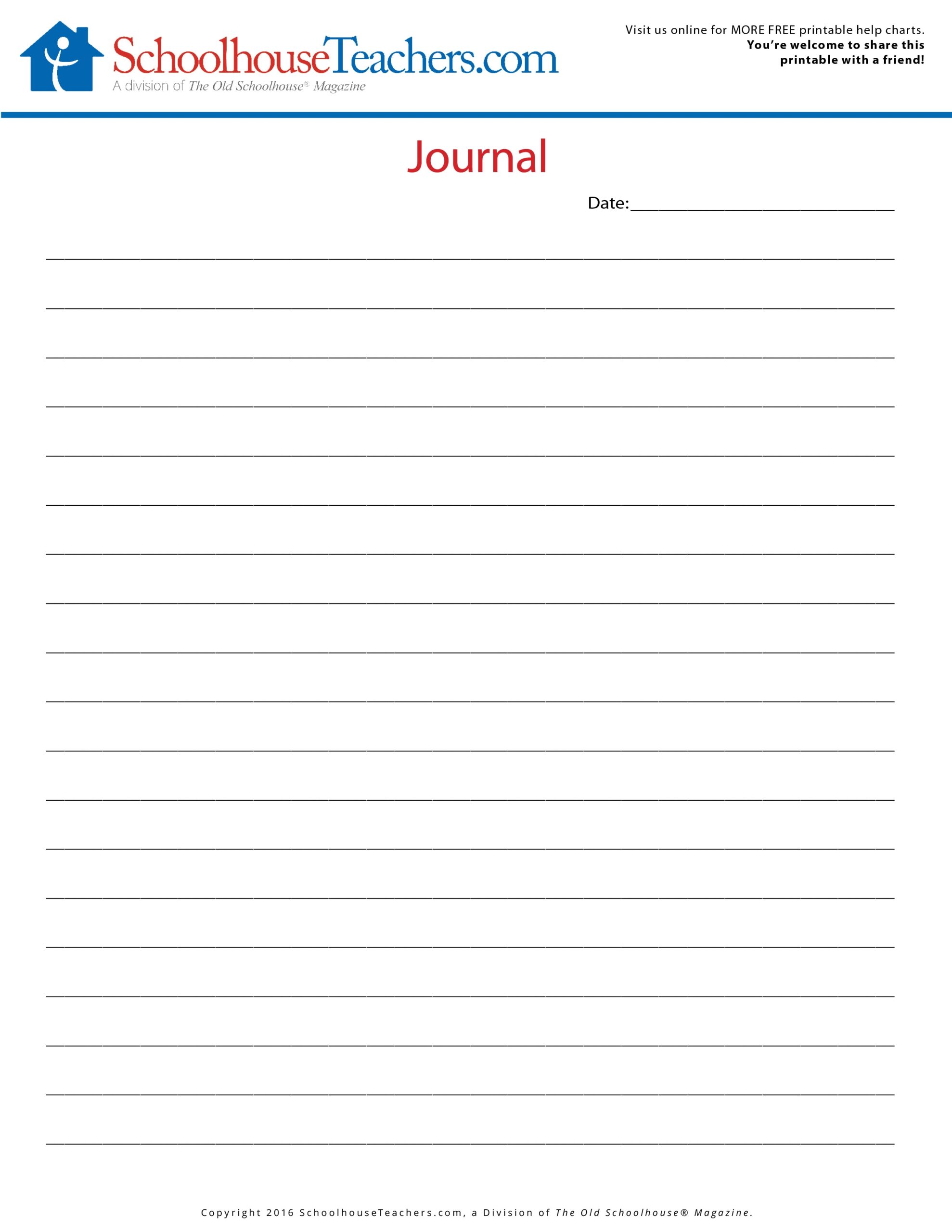 Wide Ruled And College Journal Page Printouts Free 