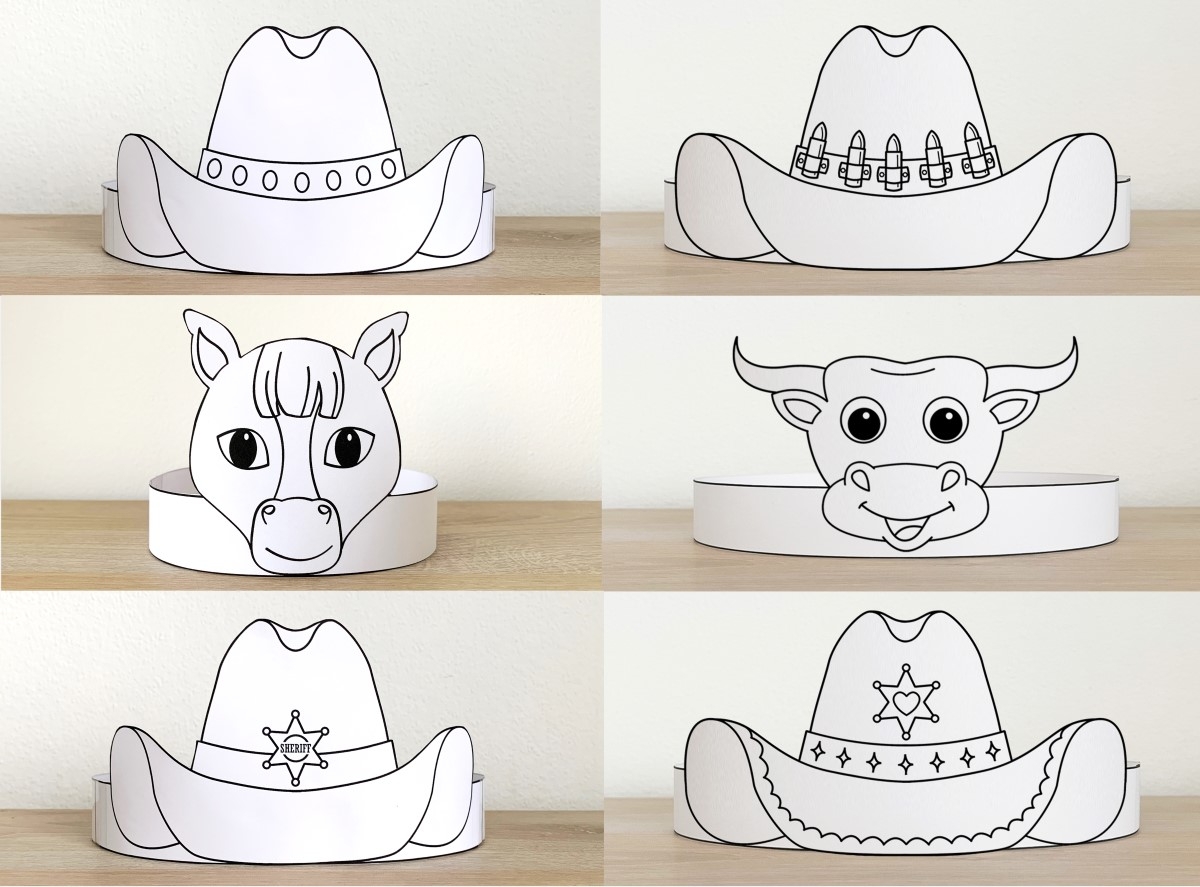 Wild West Paper Crowns Headbands Hats Printable Cowboy Craft Coloring Activity Made By Teachers
