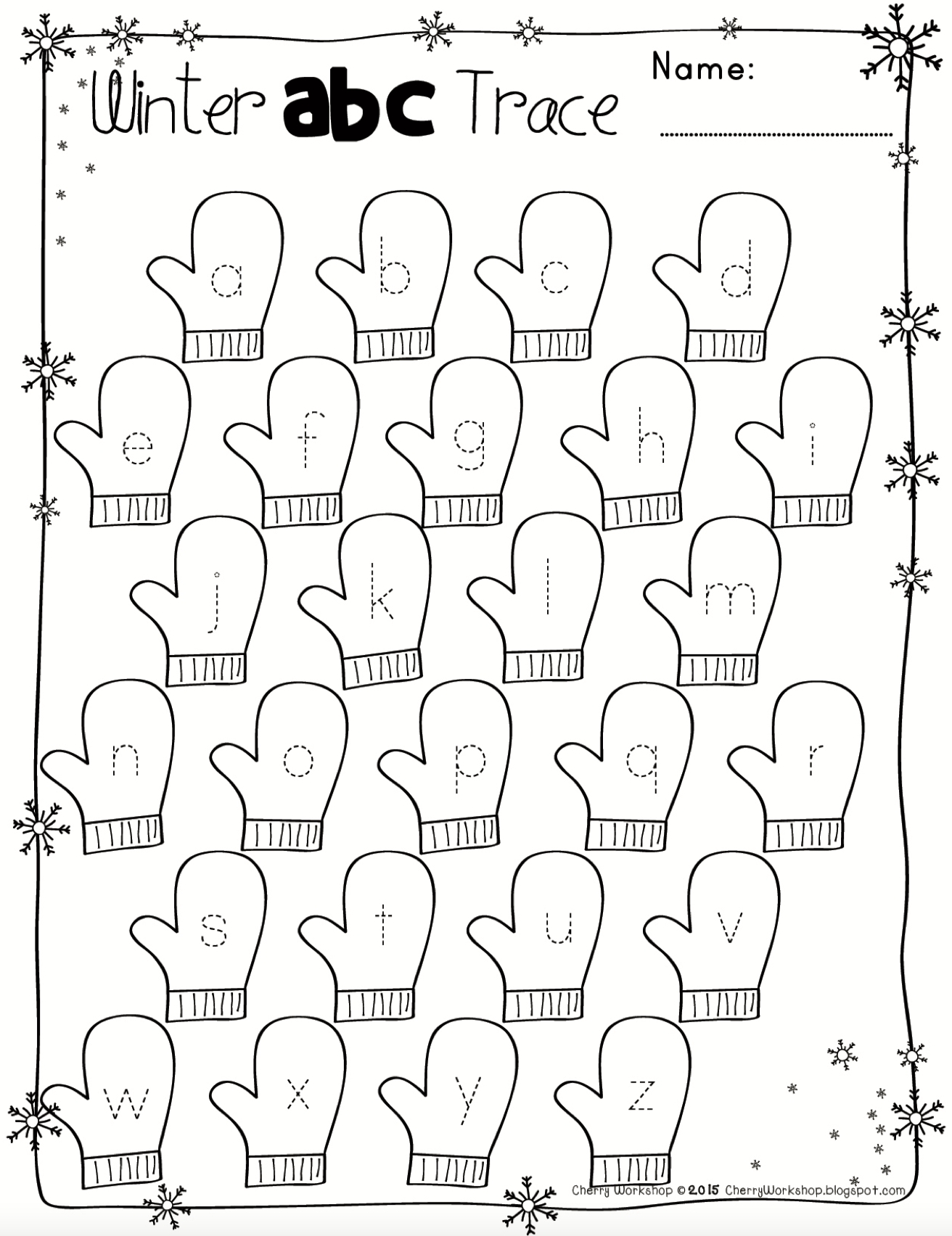 Winter Alphabet Worksheets