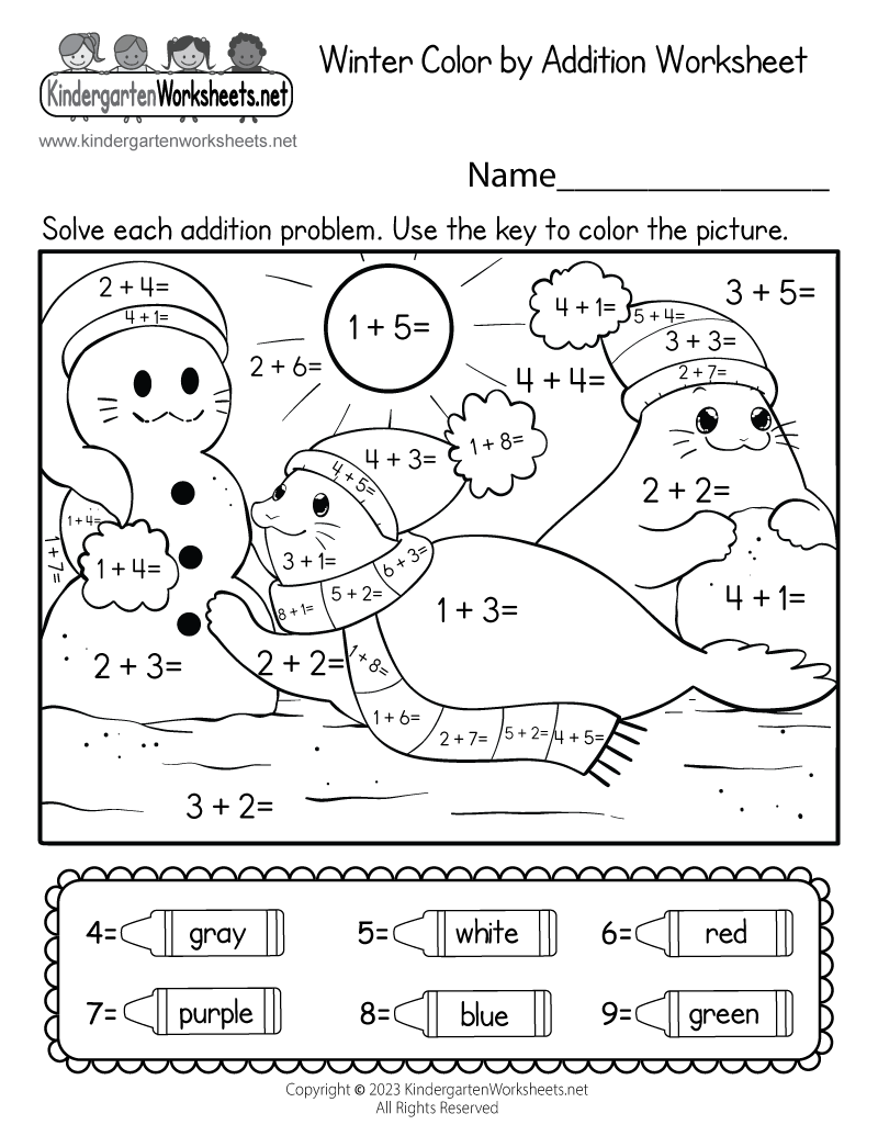 Winter Color By Addition Worksheet Free Printable Digital U0026 PDF