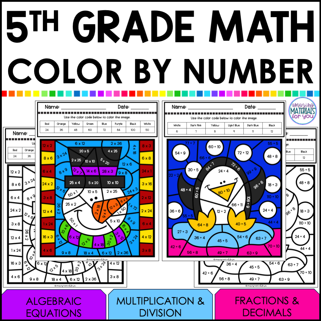 Math Coloring Worksheets 5th Grade Printable