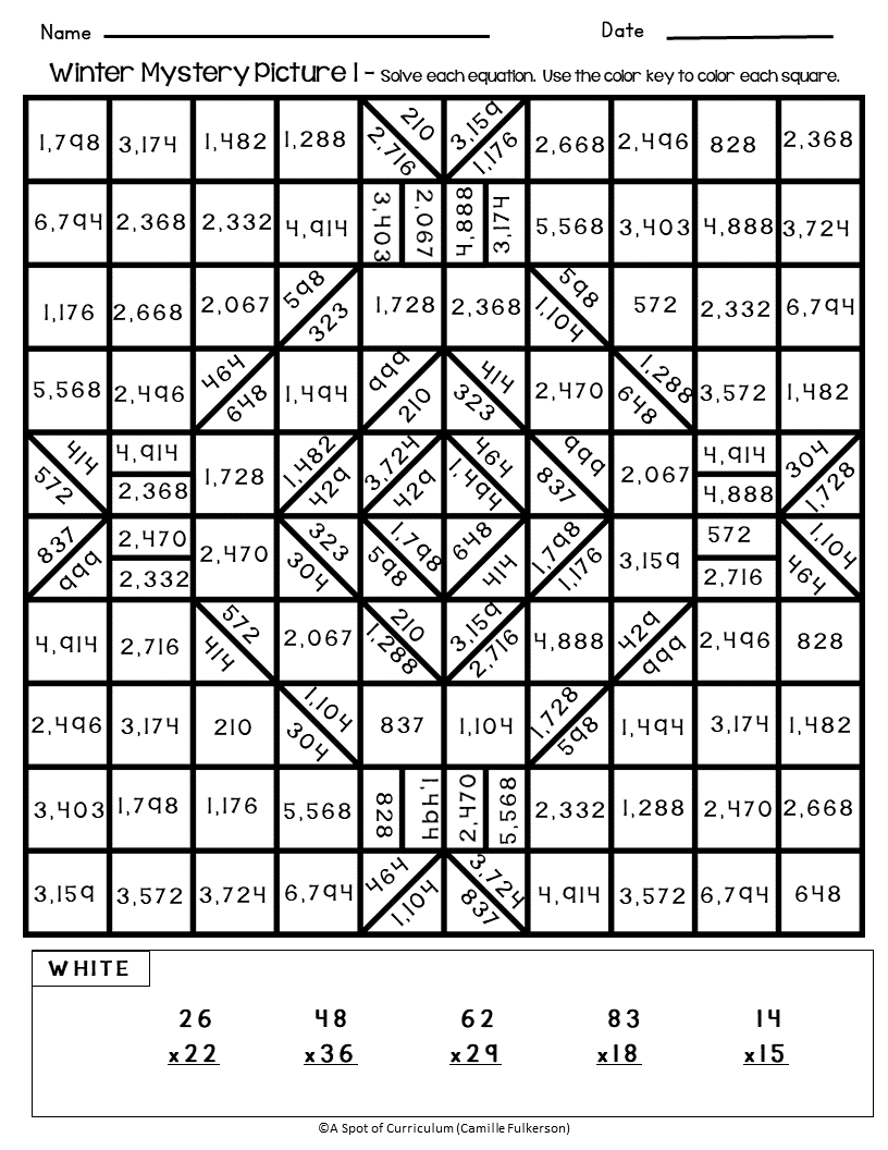 Multiplication Math Coloring Worksheets Multiplication Math Coloring Worksheets