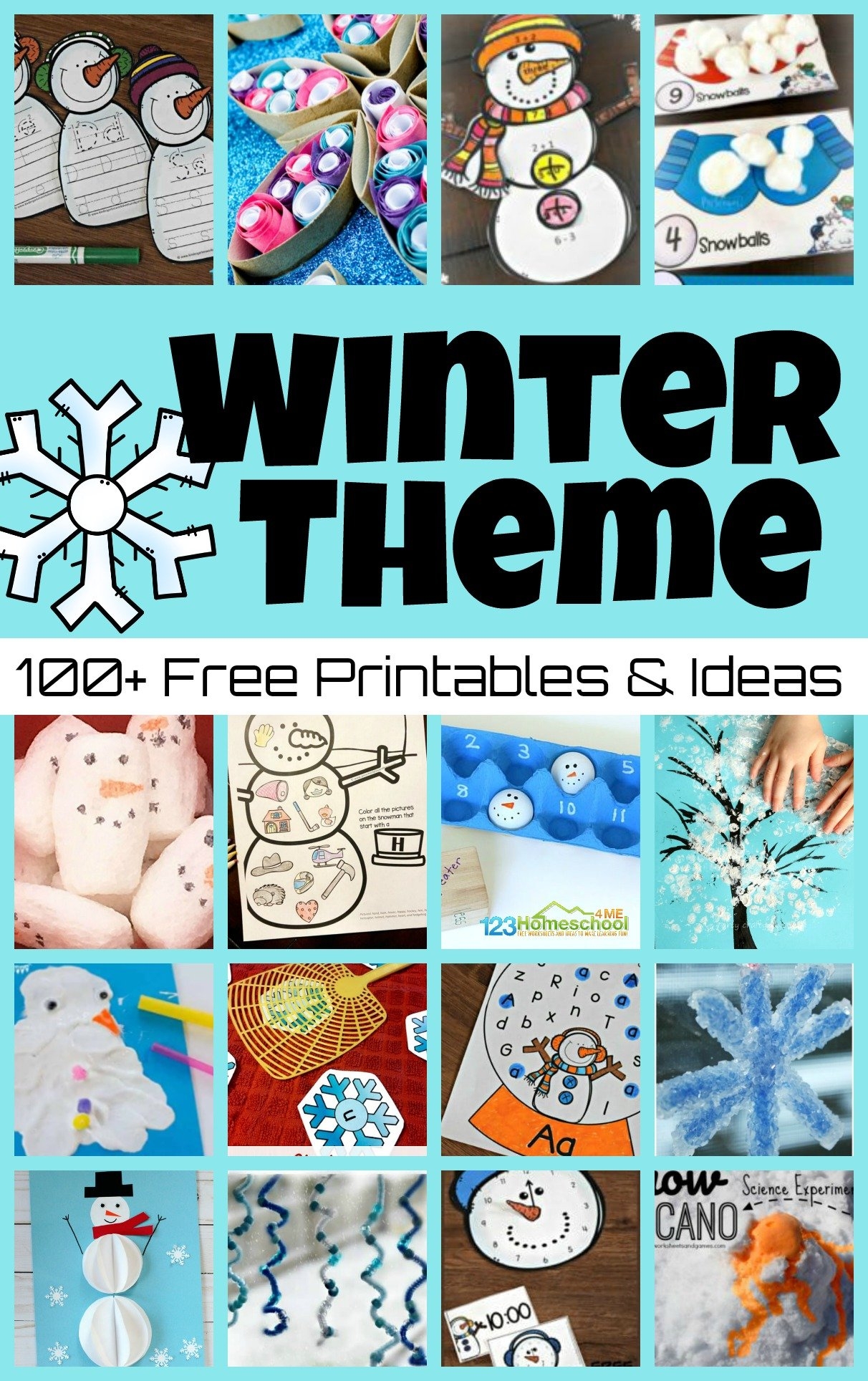 WINTER THEME Printables And Activities For Kids W 100 Free Printables Crafts Math Science Activities
