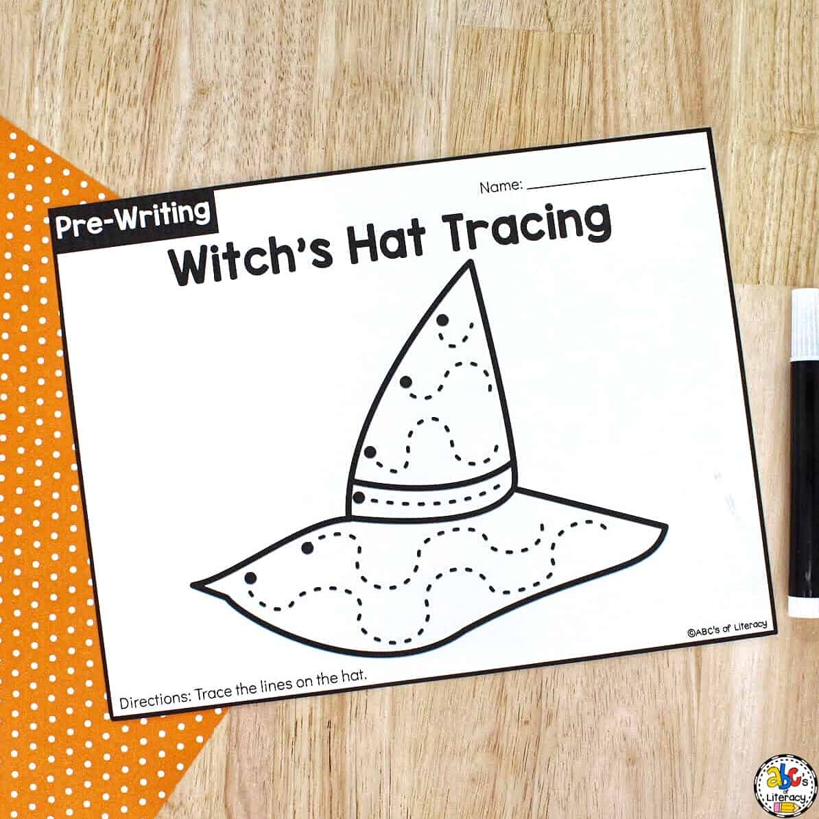 Witch s Hat Tracing Worksheets Pre Writing Activity