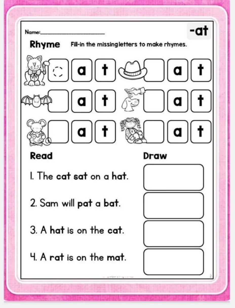 Word Family Worksheets Activity School For Kids Word Family Worksheets Activity School For Kids