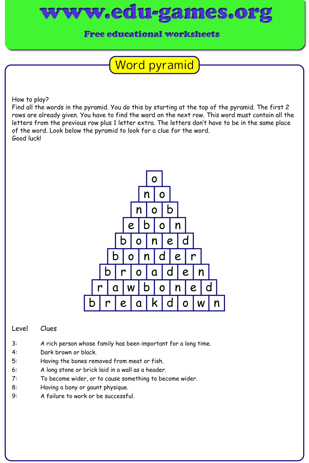 Word Pyramid Puzzle Maker Word Pyramid Puzzle Maker