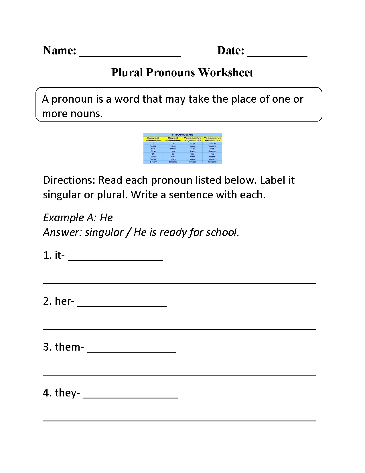 Free Printable Pronoun Verb Agreement Worksheets