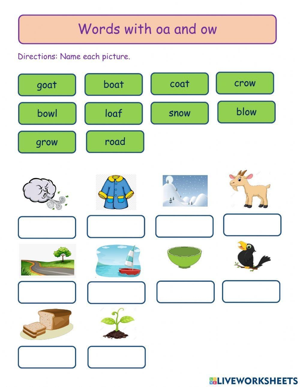 Words With Oa And Ow Worksheet Live Worksheets Worksheets Library Words With Oa And Ow Worksheet Live Worksheets Worksheets Library