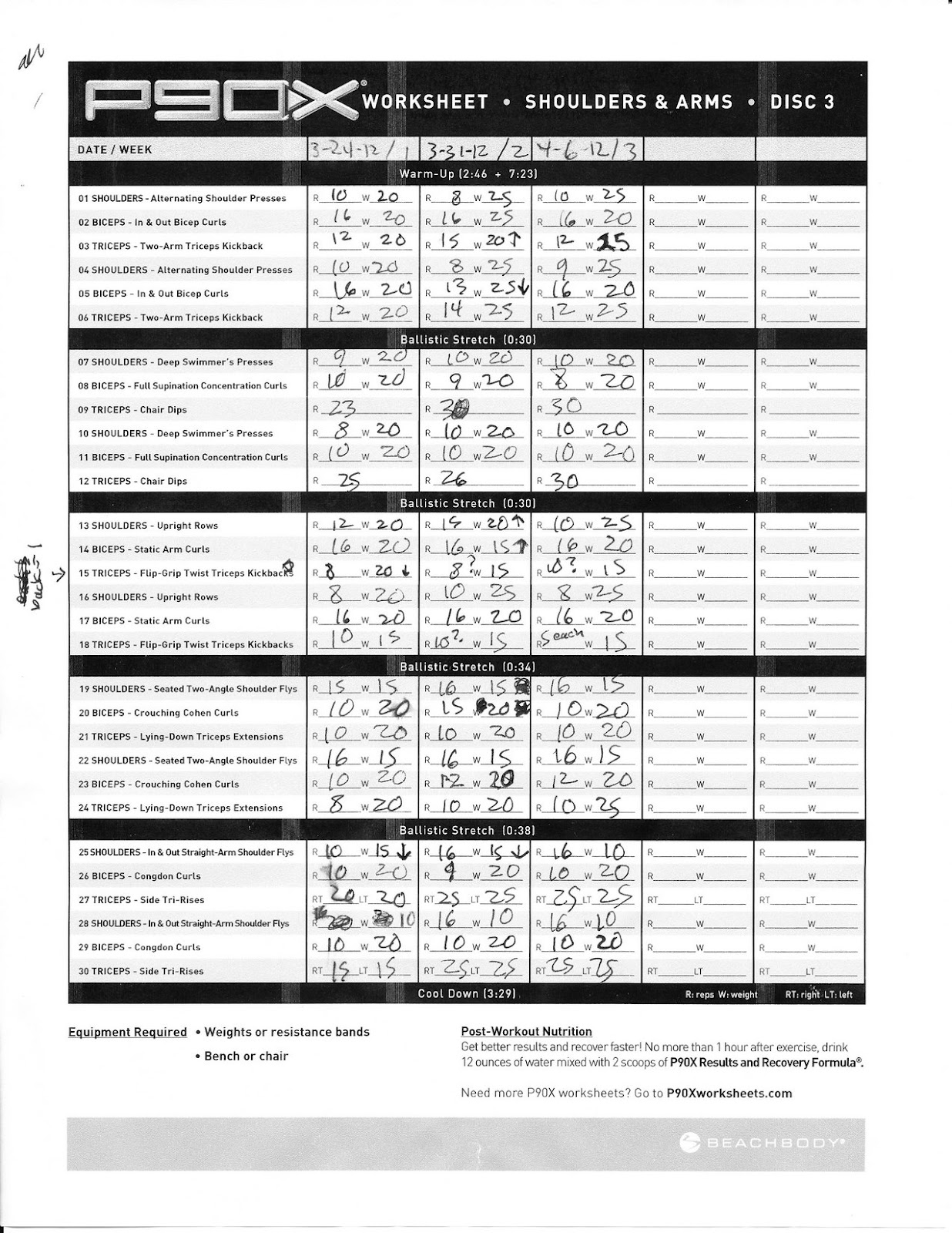 Printable P90x Chest And Back Worksheet Printable P90x Chest And Back Worksheet