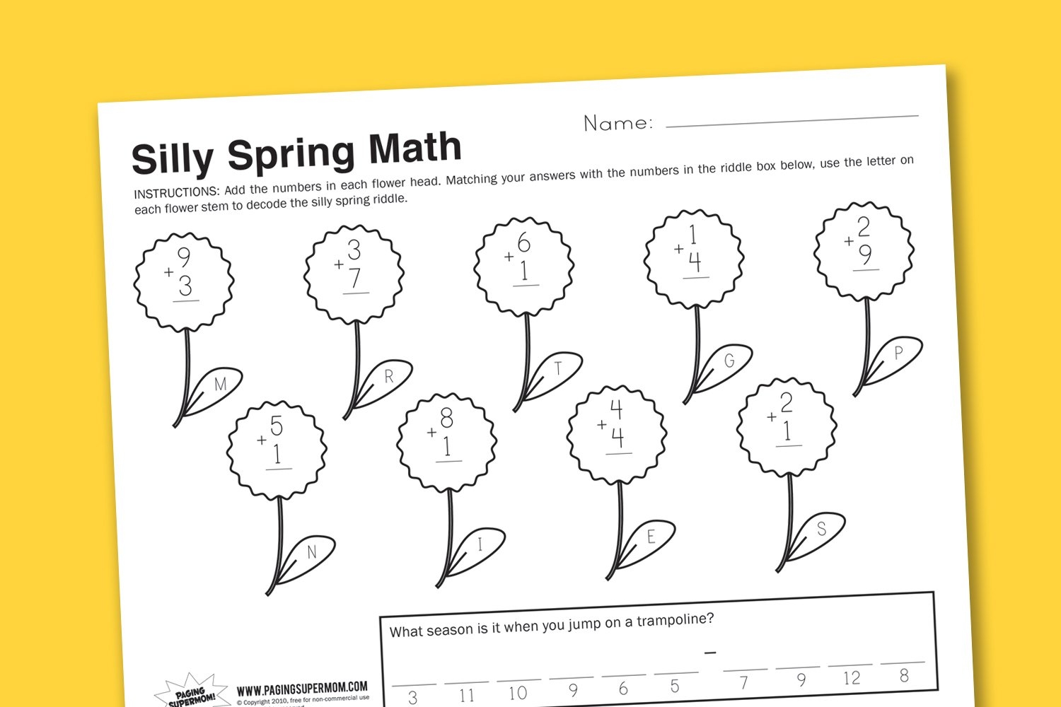 Worksheet Wednesday Silly Spring Math Paging Supermom Worksheet Wednesday Silly Spring Math Paging Supermom