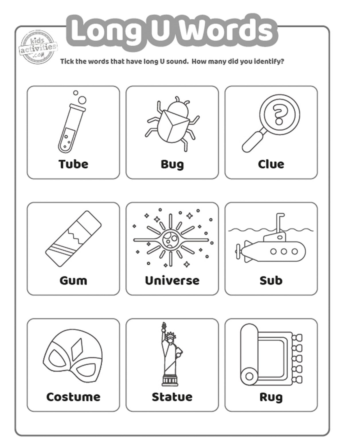 Worksheets For Long U Words Kids Activities Blog Worksheets For Long U Words Kids Activities Blog