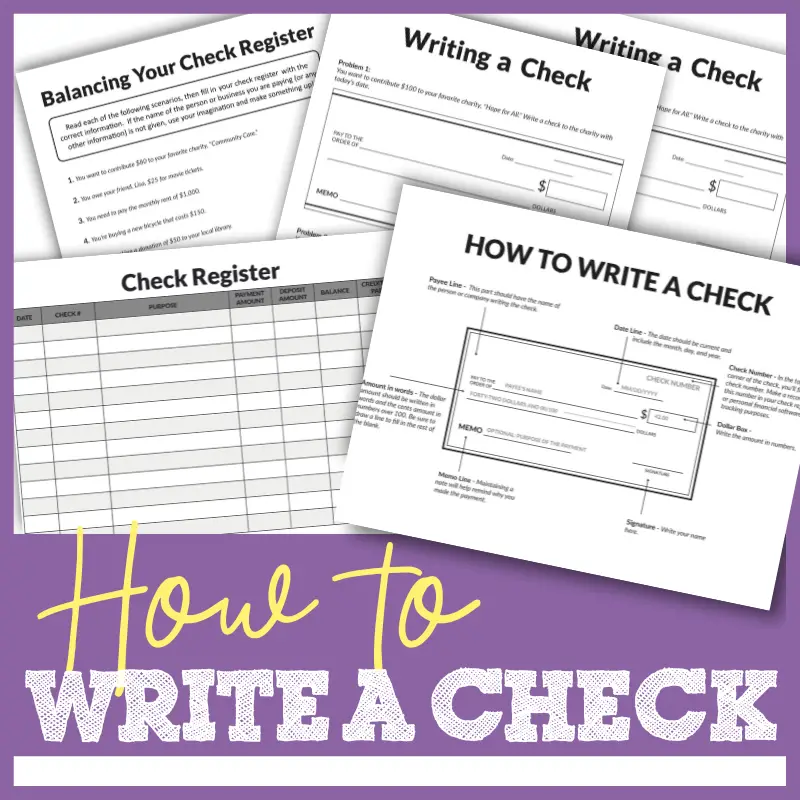 Writing A Check Worksheet Activity Pack For Kids