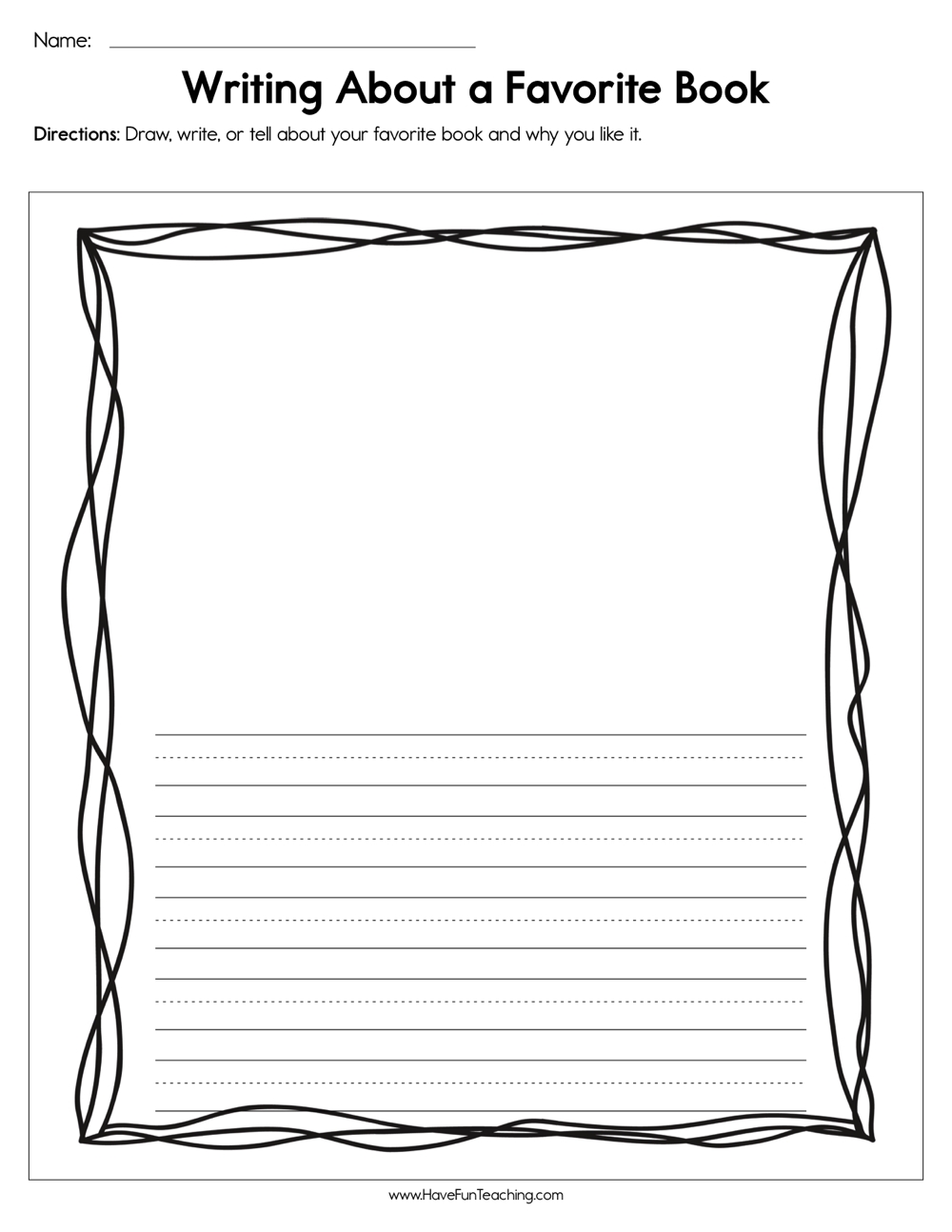 Writing About A Favorite Book Worksheet By Teach Simple Writing About A Favorite Book Worksheet By Teach Simple