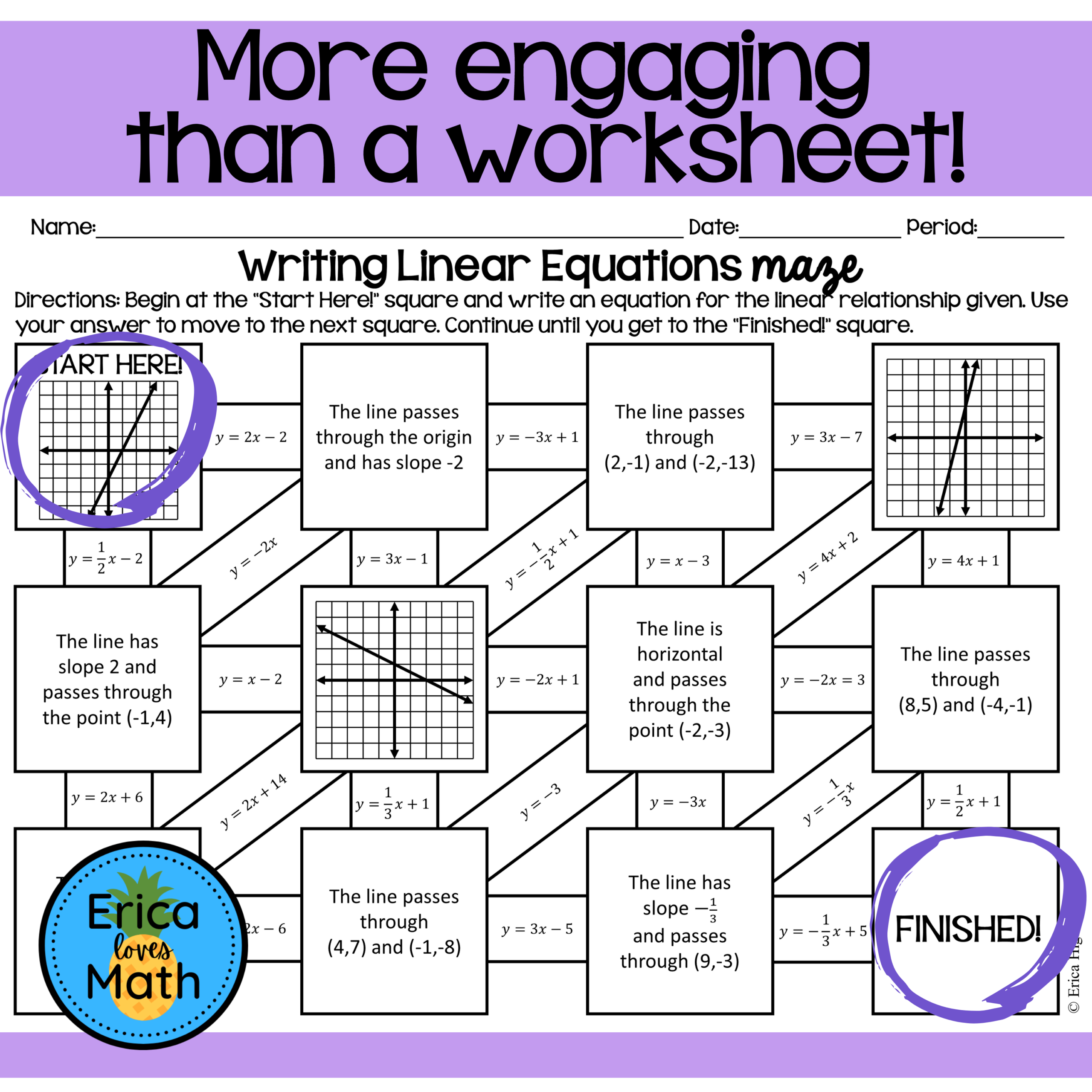 Two Step Equations Maze Worksheet Answers