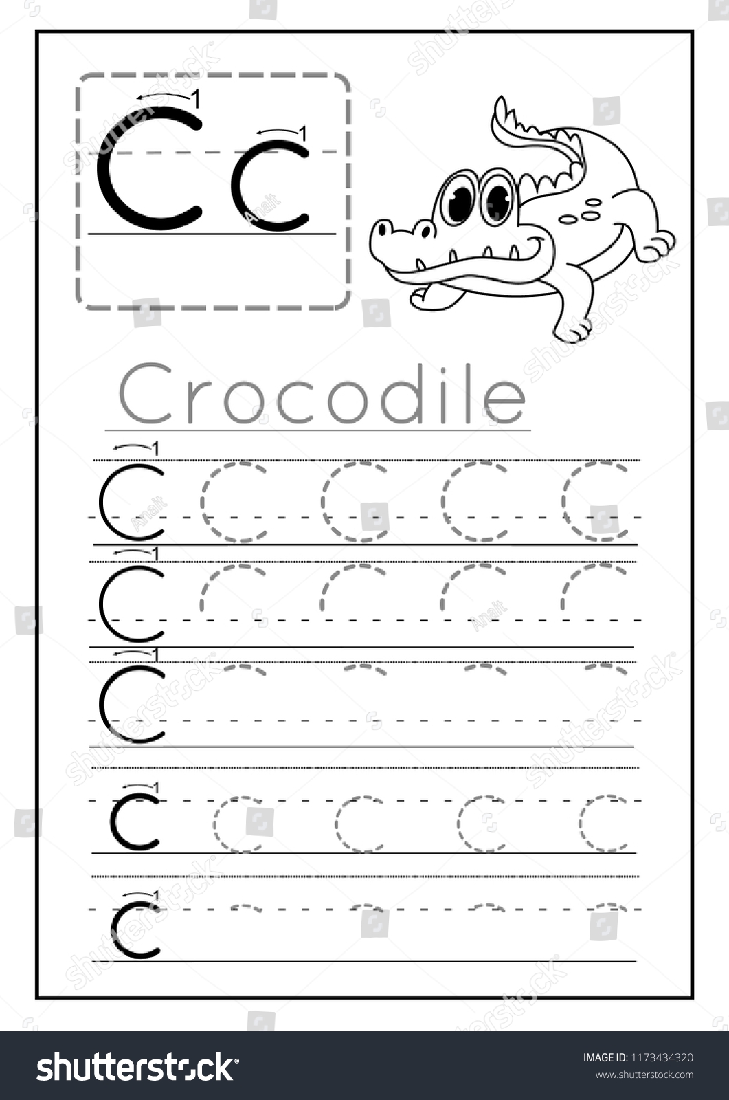 Writing Practice Letter C Printable Worksheet Stock Vector Royalty Free 1173434320 Shutterstock Writing Practice Letter C Printable Worksheet Stock Vector Royalty Free 1173434320 Shutterstock