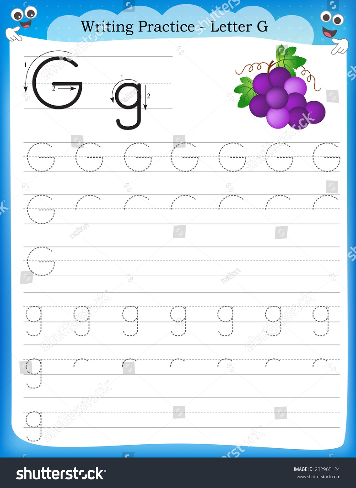 Writing Practice Letter G Printable Worksheet Stock Vector Royalty Free 232965124 Shutterstock Writing Practice Letter G Printable Worksheet Stock Vector Royalty Free 232965124 Shutterstock