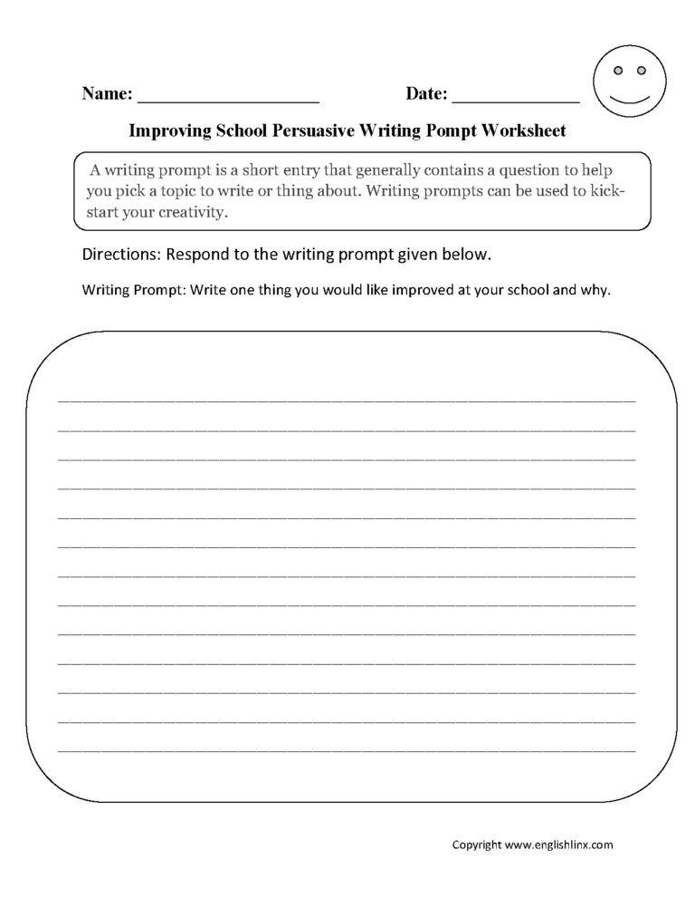 Writing Prompts Worksheets Persuasive Writing Prompts Worksheets