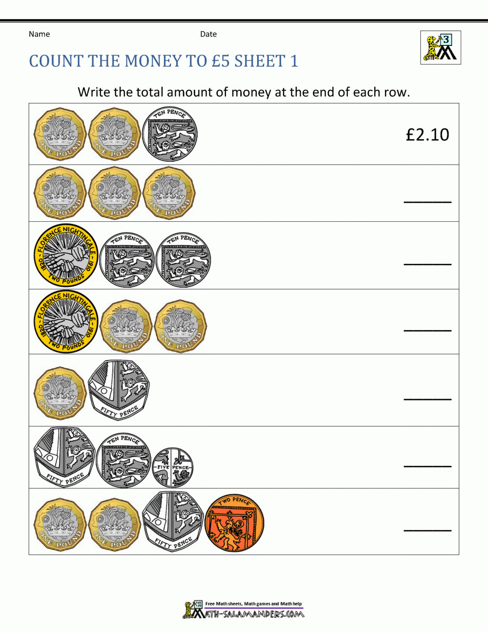 Year 3 Money Worksheets Counting Money To 5 Year 3 Money Worksheets Counting Money To 5