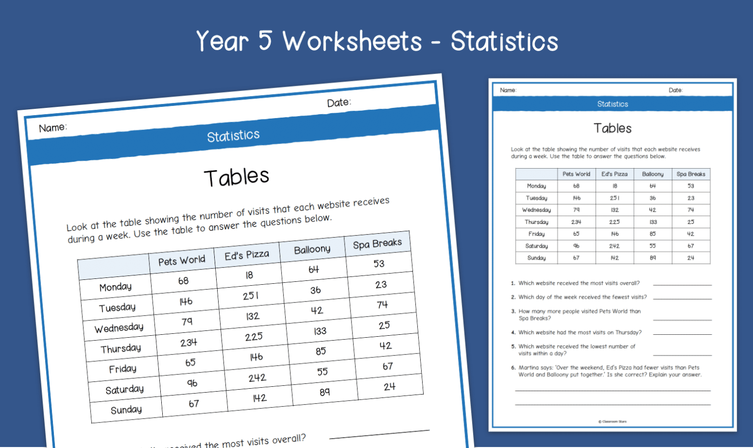Year 5 Tables Statistics Worksheets KS2 Statistics U0026 Data Primary Maths Year 5 Tables Statistics Worksheets KS2 Statistics U0026 Data Primary Maths