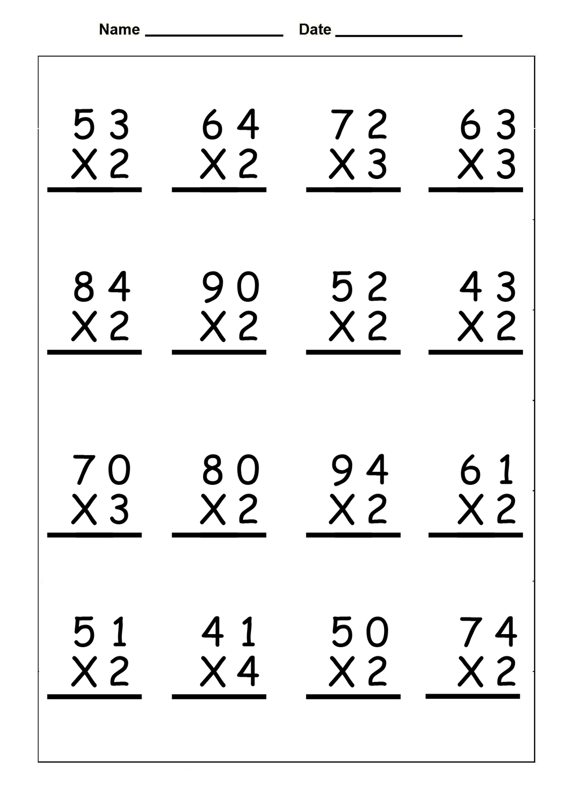 Engaging Double Digit Multiplication Worksheets for 4th Grade Math Colorful double digit multiplication worksheets designed for 4th grade math practice