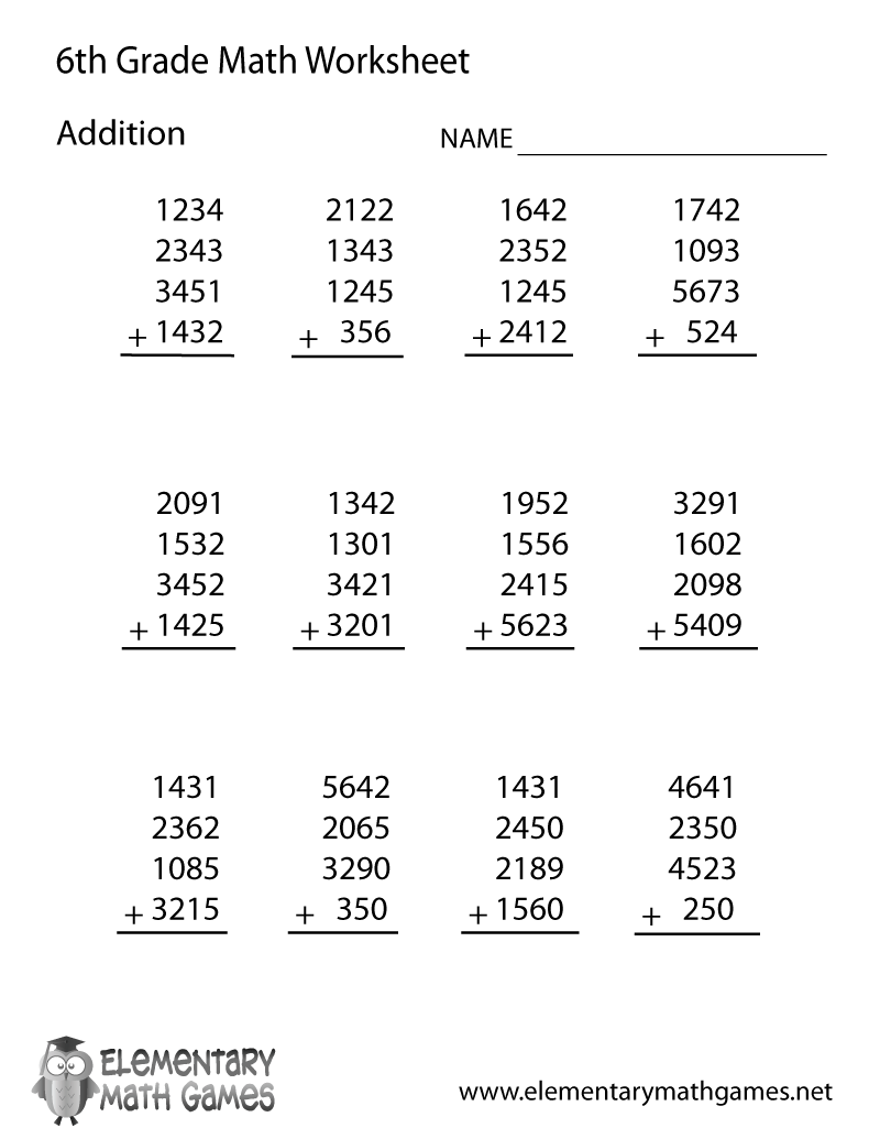 Free 2nd 6th Grade Math Worksheets