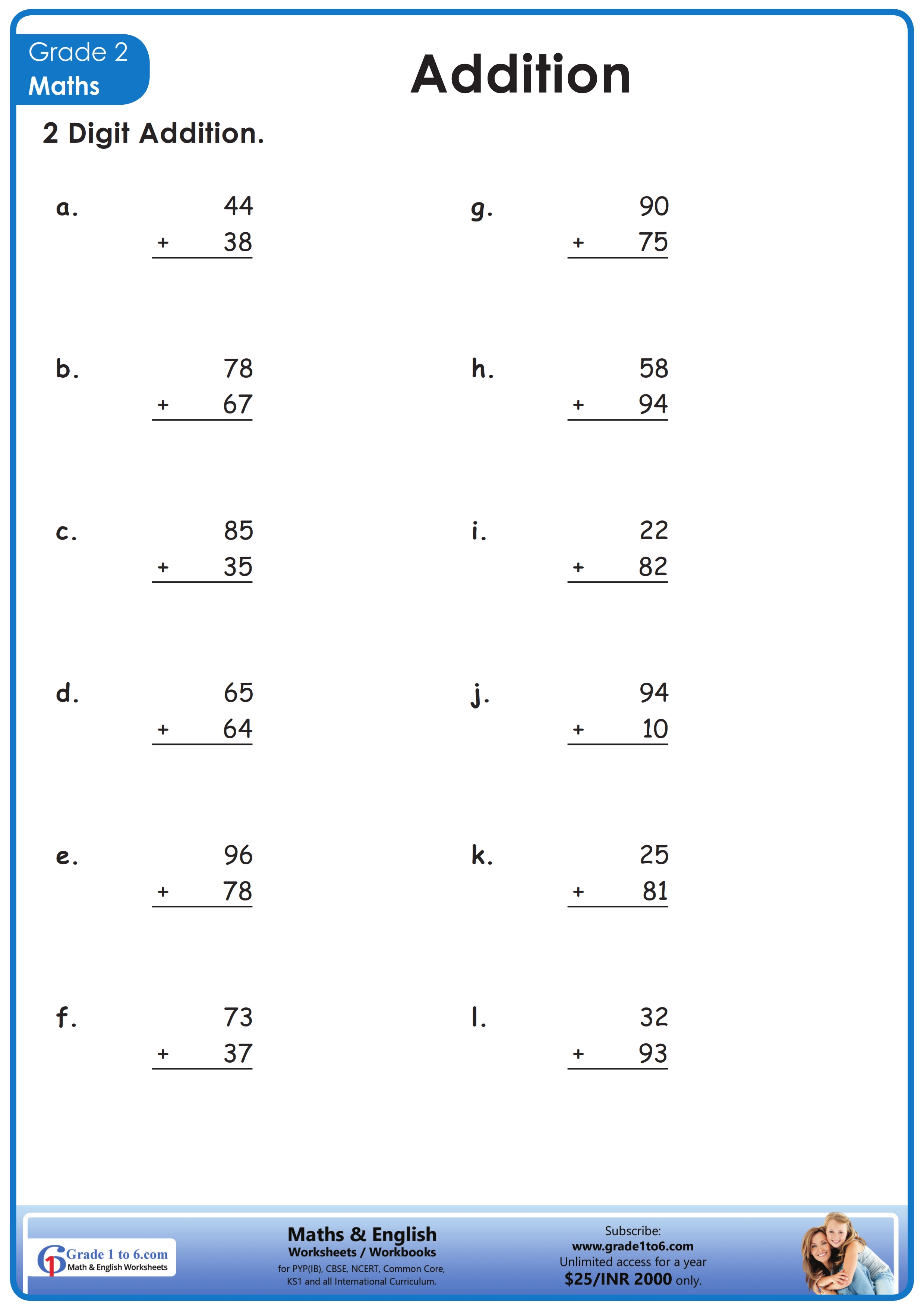 Free Grade 2 Math Worksheets