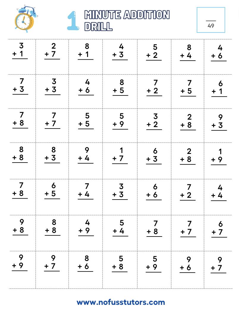 Free Math Drill Sheets Addition Free Math Drill Sheets Addition