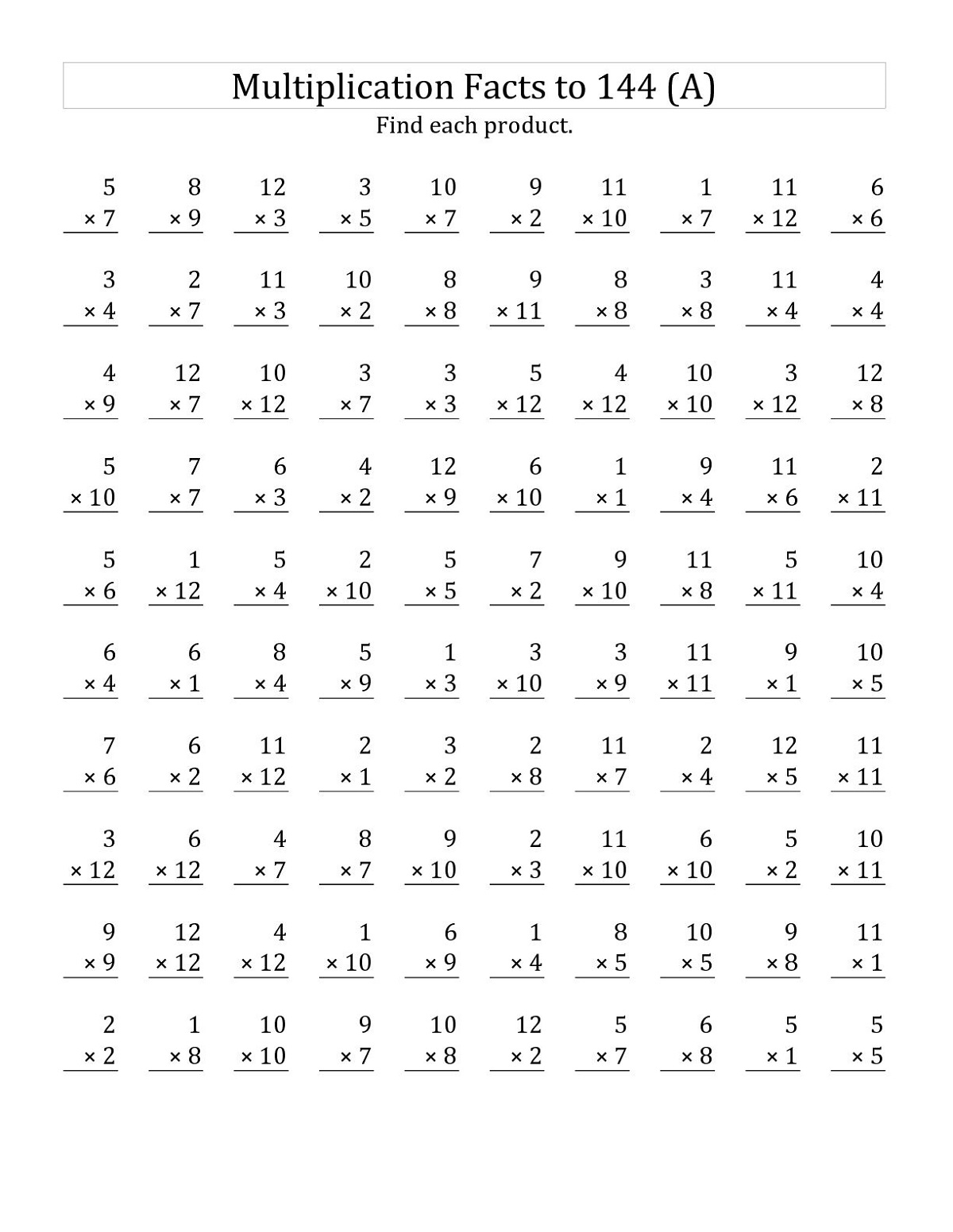 Free Math Fact Practice Worksheets Free Math Fact Practice Worksheets