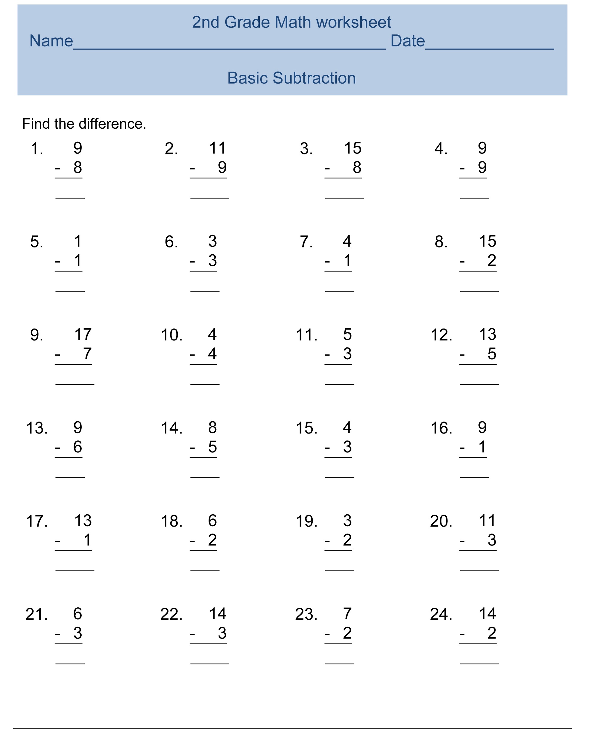 Free Printab E Math Worksheets