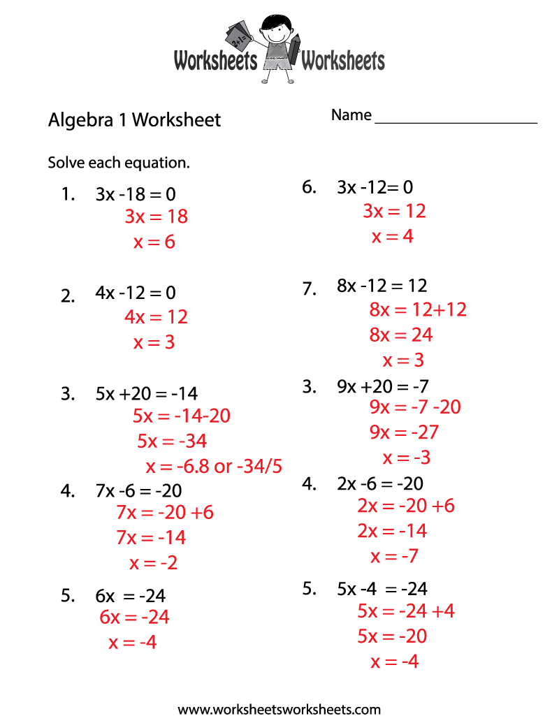 Free Printable Math Worksheets With Answer Key