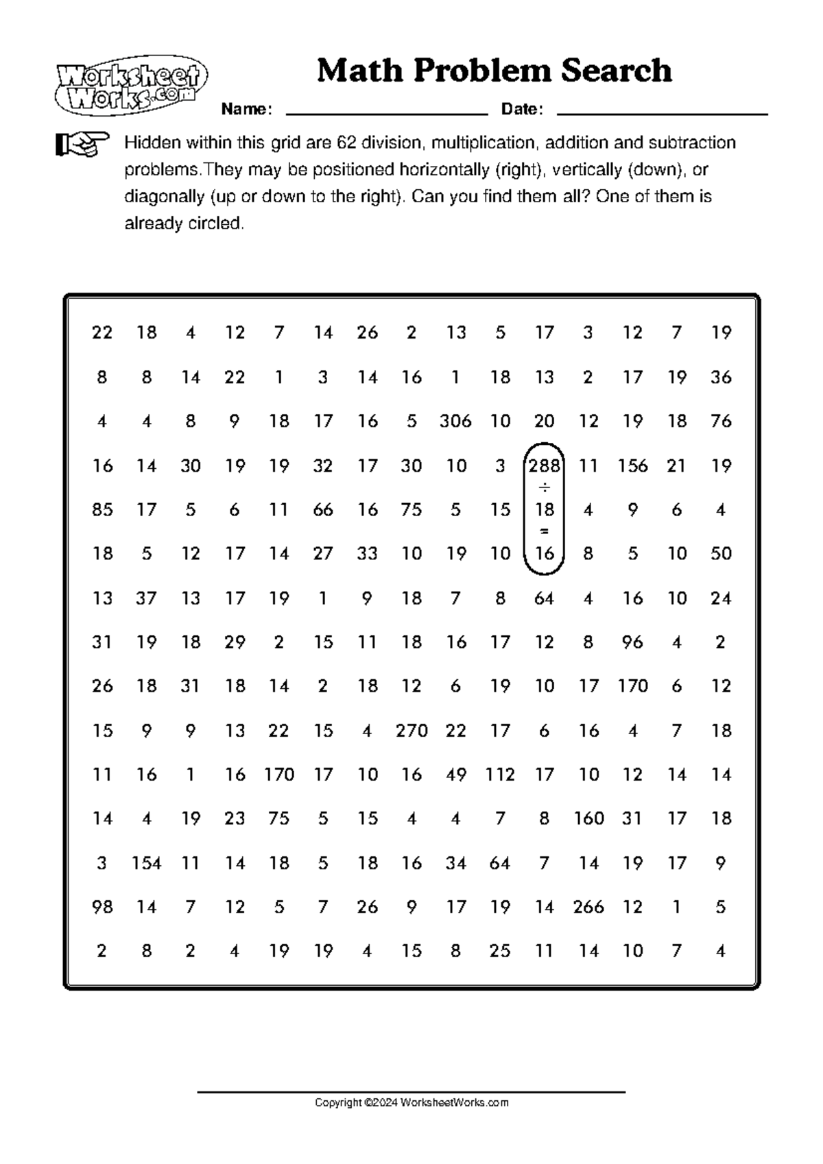 Math Problem Search Worksheet Answers Math Problem Search Worksheet Answers