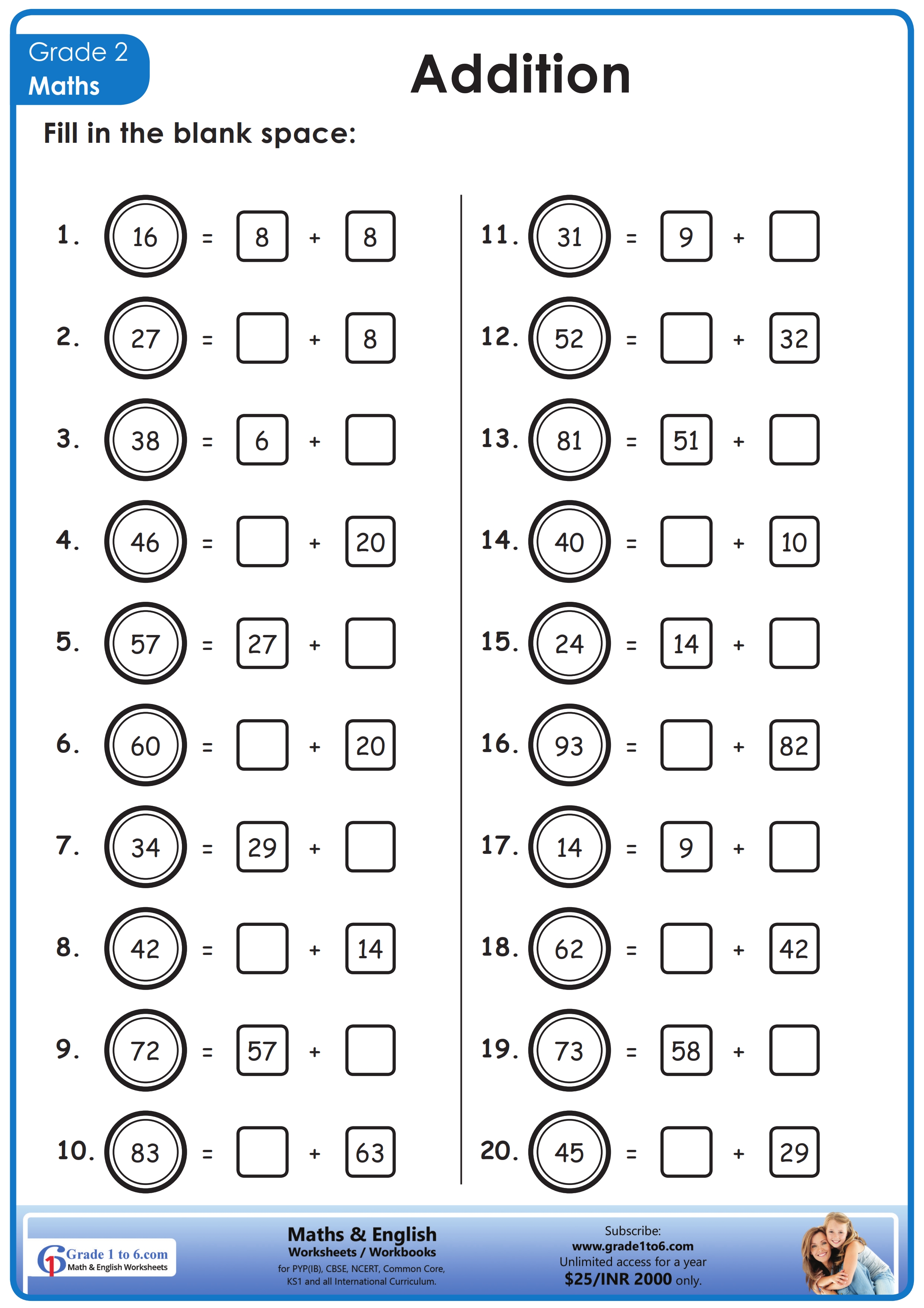 Comprehensive Maths Worksheet for Class 2 Students Engaging maths worksheet designed for Class 2 students to enhance their learning experience.